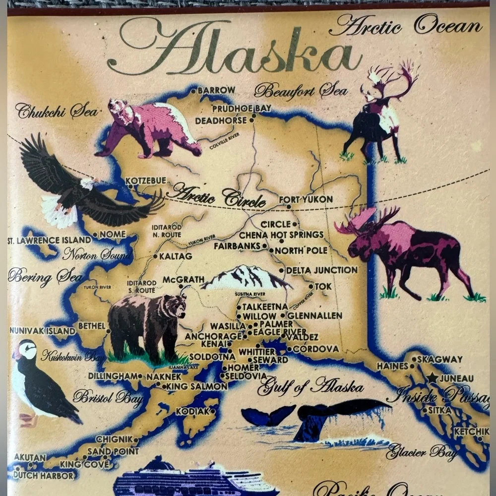 NWT Alaskan Ceramic Trivet 6x6 in packaging home decor hang wall gift